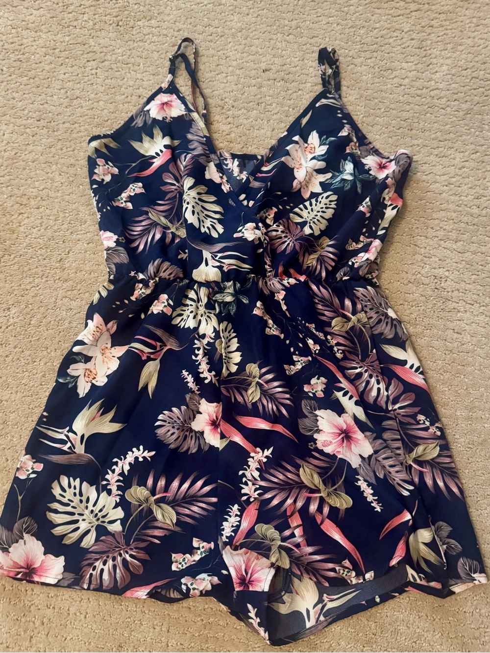 Navy Floral Spaghetti Strap Romper